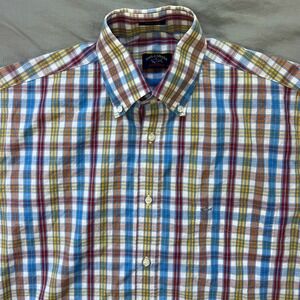 Paul & Shark Yachting Checkered SS Button Down Shirt Men's Size 42 Made in Italy